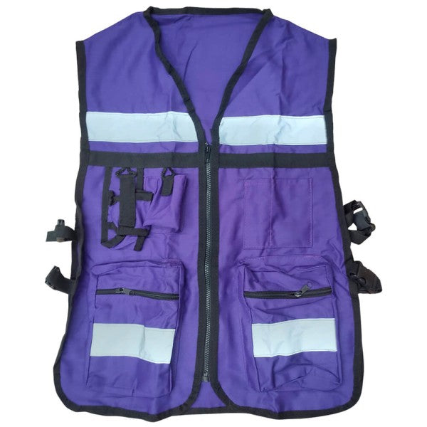 CHALECO BRIGADISTA MORADO REFLEJANTE CON BOLSA TU