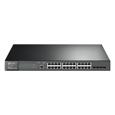 TP-LINK - Switch PoE+ administrable Capa 2 / 24 puertos Gigabit / 4 puertos SFP / 384 W / 41.7 Mpps