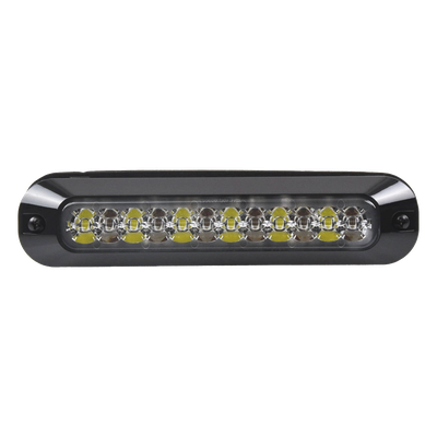 ECCO - Luz Auxiliar LED / 12 LEDs Ultra Brillantes / Rojo/Blanco / 70 Patrones de Destello / 12-24 VCC / SAE J595 Clase I / 157 mm (6.2 in) x 20 mm (0.8 in) x 35 mm (1.4 in)