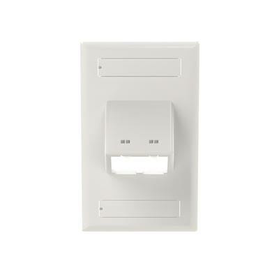 PANDUIT - Placa de Pared Vertical / 2 Puertos Mini-Com Inclinados / ABS / 2.75 x 4.5 in / Con Etiquetas / Blanco
