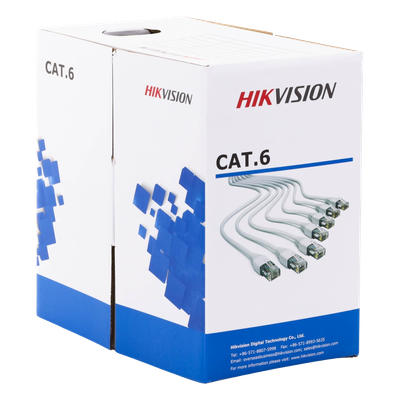 HIKVISION - Bobina de Cable / Cat 6 / 100% Cobre / 305 m (1000 pies) / 24 AWG / 250 MHz / Interior CMX / Blanco