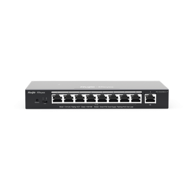 RUIJIE - Switch Administrable PoE+ / 9 Puertos Gigabit / 8 Puertos PoE+ 802.3af/at / 120 W / Alcance Extendido 250 m (820.2 ft) / Sin Ventilador