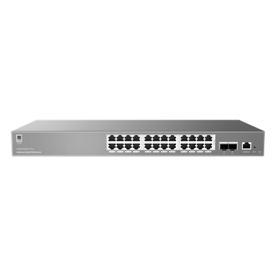 GRANDSTREAM - Switch Administrable L2++ / 24 Puertos Gigabit PoE / PoE++ 250W / 2 Puertos SFP+ / 88 Gbps / VLAN 4K / QoS Avanzado