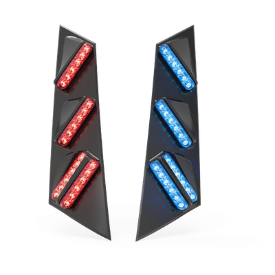 ECCO - Sistema de Iluminación para Pilar de Vehículo / 6 Luces Traseras / 2 Luces de Intersección / Rojo/Azul/Ámbar Trasero / Rojo/Azul/Blanco Lateral / Compatible con Ford PIU 2020+