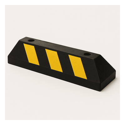 ACCESSPRO - Tope de Estacionamiento Vehicular / Hule Reciclado / 55cm / 1.8ft / Franjas Amarillas Reflejantes / Carga 5 Toneladas