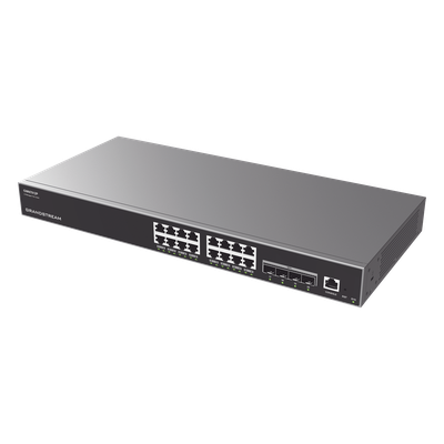 GRANDSTREAM - Switch Capa 3 PoE+ Administrable / 16 Puertos Gigabit + 4 SFP+ 10G / 240W PoE / 112 Gbps / Montaje en Rack