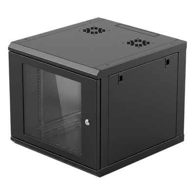 LINKEDPRO - Gabinete de Pared 9U / 19 in / Profundidad 635 mm (2.08 ft) / Carga 100 kg / Cristal Templado / Acero Reforzado