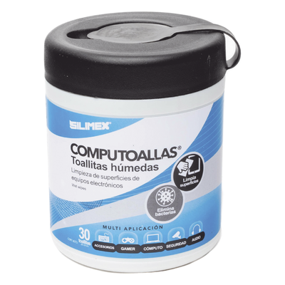 SILIMEX - Toallitas Húmedas Antibacteriales / Limpieza de Equipos Electrónicos / 30 Piezas / Antiestáticas / Alcohol Isopropílico
