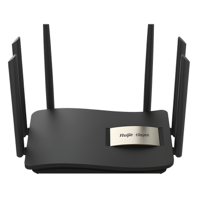 RUIJIE - Router Inalámbrico / Wi-Fi 5 / Dual Band 2.4 y 5 GHz / 4 Puertos Gigabit / 6 Antenas 6 dBi / 1,267 Mbps / 96 Usuarios Concurrentes