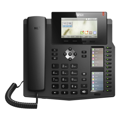 FANVIL - Teléfono IP empresarial para 20 líneas SIP, Voz HD, 3 Pantallas LCD a Color, 12 teclas BLF, PoE