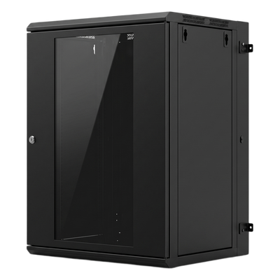 LINKEDPRO - Gabinete Rack / 24 UR / 19 Pulgadas / Puerta de Cristal / Carga 80 kg / Abatible 120° / Laterales Removibles