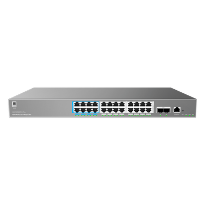 GRANDSTREAM - Switch Administrable L2++ / 24 Puertos Gigabit PoE++ 400W / 2 SFP+ / 88 Gbps / 65.472 Mpps / VLAN 4K / QoS Avanzado