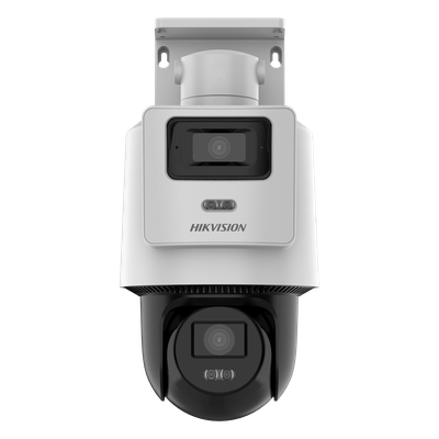 HIKVISION - Cámara PTZ TandemVu IP / Dual Sensor 4 MP + 4 MP / Lentes 2.8 mm + 8 mm / Dual Light IR + Blanca 30 m (98.4 ft) / PoE 802.3at / IP66
