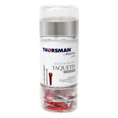 THORSMAN - Kit de Fijación para Concreto / Doble Expansión Multidireccional / Carga 60 kg / 30 Taquetes 1/4" / Rango Térmico -50°C a +80°C