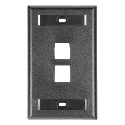 PANDUIT - Placa de Pared Vertical / 2 Puertos Keystone / Diseño Plano / 69.8 x 114.3 mm (2.75 x 4.5 pulg.) / Etiquetas Integradas / Color Negro
