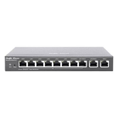 RUIJIE - Router Balanceador SD-WAN / 1.5 Gbps / 350 Usuarios / 8 Puertos Gigabit PoE+ 110W / 4 WAN / Gestión en Nube