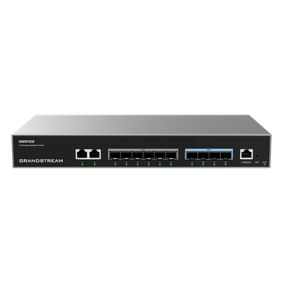 GRANDSTREAM - Switch de Agregación Capa 3 / 96 Gbps / 2 Puertos Gigabit Ethernet / 6 Puertos Gigabit SFP / 4 Puertos 10Gigabit SFP+ / Stacking 4 Unidades / QoS Avanzada / Dual Stack IPv4/IPv6
