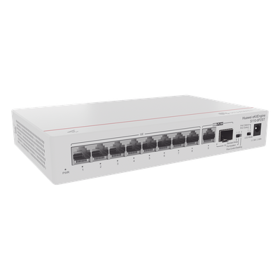 HUAWEI - Switch Gigabit No Administrable PoE / 8 Puertos 10/100/1000 Mbps PoE+ / 1 Puerto RJ45 Uplink / 1 Puerto SFP Uplink / 124W / 20 Gbps