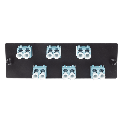 PANDUIT - Placa Acopladora de Fibra Óptica / 12 Fibras OM3/OM4 / 6 Conectores LC Dúplex / Cerámica Zirconia / Color Aqua