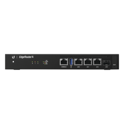 UBIQUITI - Router Edge / 4 Gbps / 3.4 Mpps / 3x RJ45 Gigabit + 1x SFP / 4-Core 1 GHz / 1 GB RAM / Rack 0.75 x 0.45 x 0.10 ft