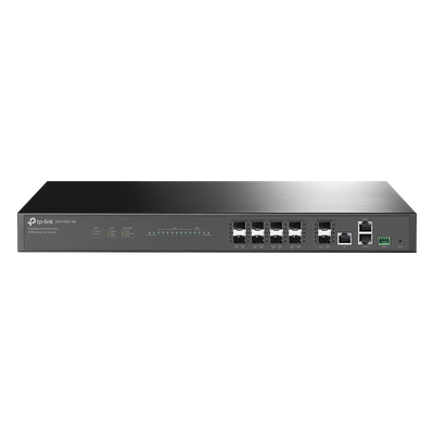 TP-LINK - OLT GPON / 8 Puertos PON 2.5G / 2 SFP+ 10GbE / 1 RJ45 Gigabit / División 1:128 / Gestión en la Nube / Fuentes Redundantes AC