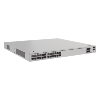HUAWEI - Switch Administrable Capa 3 / 24 Puertos PoE 1000/2.5Gbps / 4 Puertos 10GE SFP+ / 200 Gbps / PoE Perpetuo 400W / iStack / ERPS
