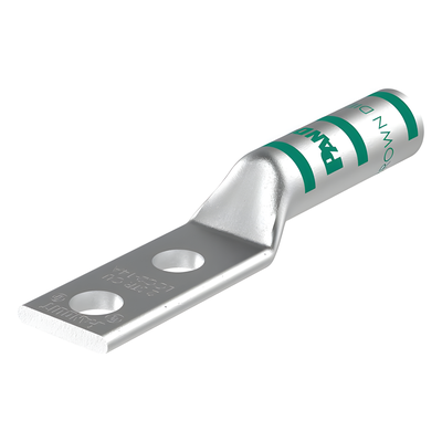 PANDUIT - Zapata de Compresión / Cobre Estañado / Calibre 2 AWG / Doble Orificio 1/4" / Espaciado 16 mm (0.63") / Tambor Biselado