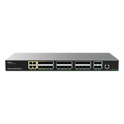 GRANDSTREAM - Switch de Agregación Capa 3 / 120 Gbps Throughput / 4 Puertos 10G SFP+ / Stacking 4 Unidades / Enrutamiento OSPF-BGP / 4k VLANs