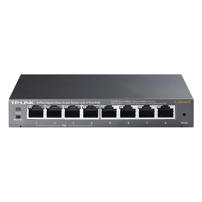TP-LINK - Switch PoE Easy Smart / 8 puertos Gigabit / 4 puertos PoE 802.3af / 55 W total / 11.9 Mpps