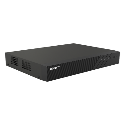 EPCOM PROFESSIONAL - DVR Pentahíbrido / 24 Canales / 16 TURBOHD + 8 IP / 8 Megapixel (4K) / Audio Bidireccional / Reconocimiento Facial / 2 Bahías HDD / H.265+