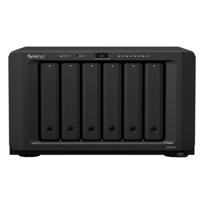 SYNOLOGY - NAS de 6 Bahías / Procesador AMD Ryzen V1500B 4 Núcleos 2.2 GHz / 4 GB DDR4 ECC Expandible a 32 GB / Puerto 10GbE RJ-45 / Expansión a 16 Bahías / 2 Ranuras M.2 NVMe / RAID Híbrido