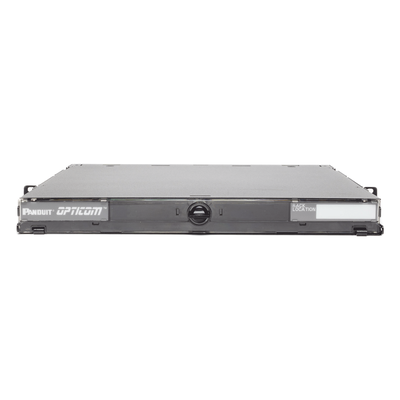 PANDUIT - Panel de Distribución de Fibra Óptica / Montaje Rack 19" / 1UR / Hasta 96 Fibras / Bandeja Deslizable e Inclinable / 4 Placas FAP o FMP