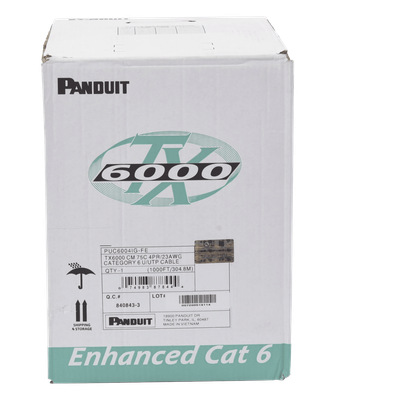 PANDUIT - Cable UTP / Categoría 6 Mejorado / 23 AWG / 305 m (1000 ft) / 4 Pares / PVC CM / Bobina Reelex