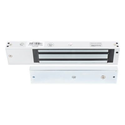ACCESSPRO - Chapa Magnética Electromagnética / 280 kg (617.3 lbs) / LED Ultra-Brillante / Sensor de Estado / 12/24 VCC / Aluminio Anodizado
