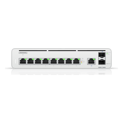 UBIQUITI - Consola Gateway-Switch / 8 Puertos LAN GbE RJ45 / 2 Puertos SFP+ 10G / Router WAN 1GbE / Rendimiento 8,500 Mbps / SSD 128 GB / Montaje Rack 1U