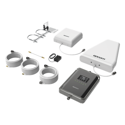 EPCOM - Amplificador Celular Pentabanda / 2G 3G 4G 5G / 700-2600 MHz / 70 dB / 300 m² (3,229 ft²) a 600 m² (6,458 ft²) / VoLTE