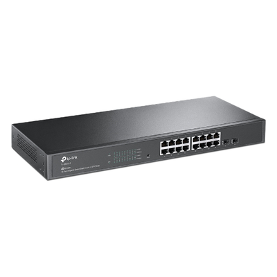 TP-LINK - Switch Administrable / 16 Puertos Gigabit RJ45 / 2 Puertos SFP 1G / Rendimiento 36 Gbps / Sin Ventilador / Gestión Centralizada OMADA