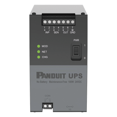 PANDUIT - UPS Industrial / 100 Watts / 24 Vcd / Ultracondensadores / Riel DIN / -40 a 60 °C (-40 a 140 °F)
