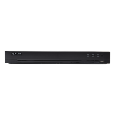 EPCOM - DVR 4 Megapixel Lite / 8 Canales TURBOHD + 4 Canales IP / 1 Bahía de Disco Duro / 8 Canales de Audio / Vídeoanálisis