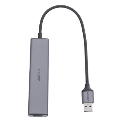 UGREEN - Convertidor USB-A 3.0 a 4 Puertos USB-A 3.0 / 5 Gbps Transferencia / Alimentación por USB-C / Compatibilidad Multiplataforma / Protección Cortocircuito y Sobrecorriente