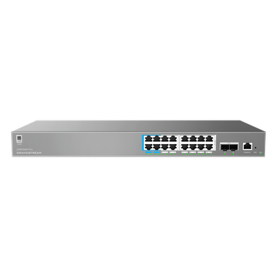 GRANDSTREAM - Switch Empresarial L2++ / 16 Puertos Gigabit PoE++ 250W / 2 Puertos SFP+ 10G / Switching 72 Gbps / Gestión Cloud y Local / VLAN 4K / QoS Avanzado