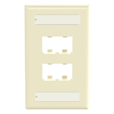 PANDUIT - Placa de Pared Vertical / 4 Puertos Mini-Com / Diseño Plano / Con Espacios para Etiquetas / 2.75 x 4.5 in / ABS Marfil