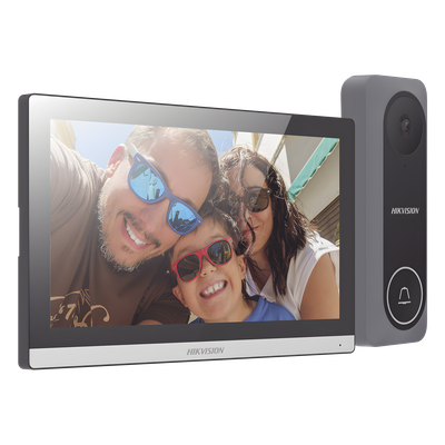 HIKVISION - Videoportero Híbrido / Pantalla Táctil 7" / Wi-Fi 2.4 GHz / Cámara 1 Megapixel / TurboHD / Gran Angular 130° / IR 3 m (9.8 ft) / Audio Bidireccional