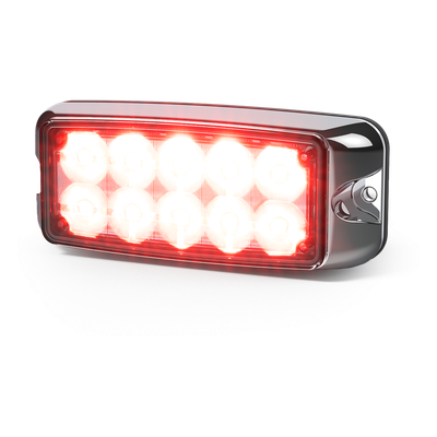 ECCO - Luz LED de Advertencia / 10 LED / Doble Color Rojo/Claro / 5 x 2 Pulgadas / Montaje Superficial / 12 a 24 VDC / IP Exteriores