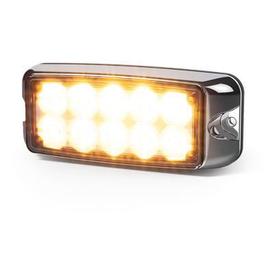 ECCO - Luz de Advertencia LED / Doble Color Ámbar/Blanco / 55 Patrones Programables / 12-24 VDC / SAE J595 Clase I / 5x2 Pulgadas