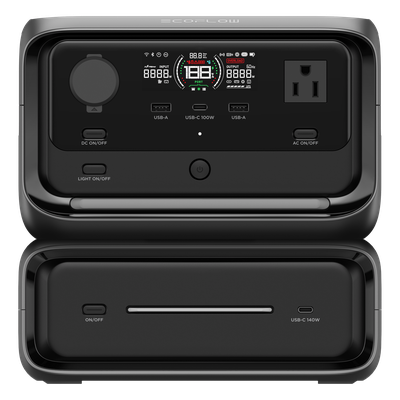 ECOFLOW - Estación de Energía Portátil / 572 Wh / 4 AC 800 W (Max. 1600 W) / USB-C 100 W / Carga Rápida 60 min / Wi-Fi y Bluetooth / Carga Solar 220 W