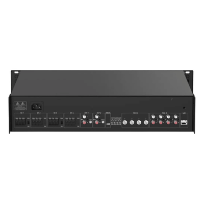 HIKVISION - Amplificador de Red / 4 Zonas 250W / Salida 100V/70V / Bluetooth 5.0 / Entrada de Alarma / Síntesis de Voz TTS