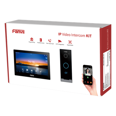 FANVIL - Kit Videoportero IP / Pantalla Táctil 7" HD / Cámara 2 Megapixel / Wi-Fi Dual Band / PoE / 10,000 Tarjetas RFID / ONVIF