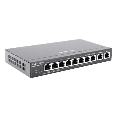 RUIJIE - Router Balanceador SD-WAN / 1.5 Gbps / 350 Usuarios / 8 Puertos Gigabit PoE+ 110W / 4 WAN / Gestión en Nube