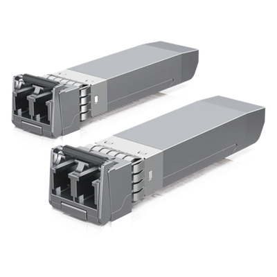 UBIQUITI - Módulo SFP+ / 10 Gbps / Multimodo / Alcance 300 m (984.3 ft) / LC Dúplex / 850 nm / Paquete de 2